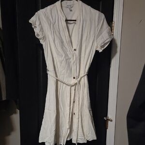 Old Navy Cream Button-Front Mini Dress
